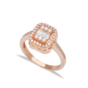 Dainty <b>White</b> Stone <b>Square</b> Shape Cluster Ring Turkish Wholesale Handcrafted 925 Sterling Silver Jewelry - Product Image 5