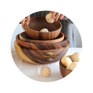 Cuenco de madera de acacia elegante respetuoso con el medio ambiente al por mayor producto hecho a mano desechable económico para fiestas sostenible - Product Image 2