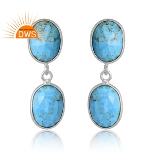 Nuevas llegadas 925 plata esterlina paladio plateado turquesa natural piedra preciosa pendiente fabricante de joyería personalizada - Product Image 1