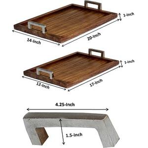 Plateau de service en bois personnalisé professionnel avec sous-verres en bois pour table basse ou comptoir de bureau - Product Image 1