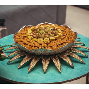 Bol de service en métal de qualité supérieure, design feuille d'or, écologique, moderne, luxe, pour hôtel, pour servir le chocolat, pour les fêtes - Product Image 1