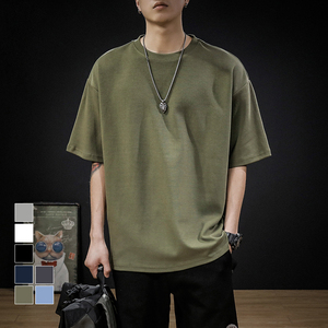 Venta al por mayor Hip Hop 100% algodón de talla grande suelta hombres camiseta en blanco impresión personalizada diseño logo de gran tamaño hombro caído de punto - Product Image 6