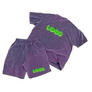 Conjuntos de Ropa de Verano para Hombre, Nueva Moda 2025, al por Mayor, Personalizados, de Manga Corta, Diseño Sólido, 2 Piezas, Transpirables, de Algodón - Product Image 1