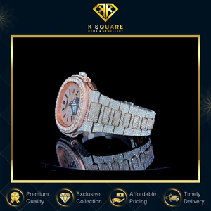 Nouvelle montre de luxe en acier inoxydable VVS avec mouvement automatique à quartz, résistante à l'eau, sertie de diamants en moissanite - Product Image 2