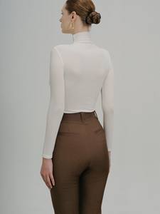Meilleure vente Anas femmes élégant pantalon évasé haute qualité soie coupe ajustée taille élastique respirant pour printemps/été ODM approvisionnement - Product Image 5