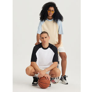 High Street Raglan Tee Hip Hop Custom Unisex 260 Gsm Cotton Men's Summer <b>Patchwork</b> T-<b>shirts</b> - Product Image 6