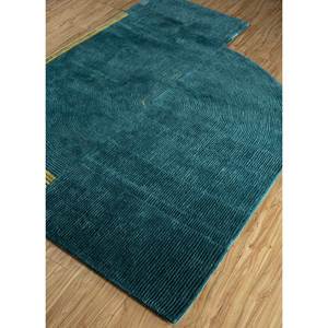 Alfombra Rectangular Azul de Lana y Viscosa Tejida a Mano Come Around, 9x12, para Entrada/Sala de Estar, con Color Sólido para el Hogar TNQ-1129 - Product Image 2