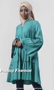 Túnica larga informal de verano, Top elegante de manga larga hecho a mano, talla grande - Product Image 2