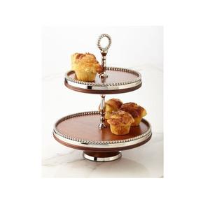 Support à gâteau rond en bois de conception standard Support à gâteau en bois de la meilleure qualité avec porte-bonbons en métal au prix de gros - Product Image 2
