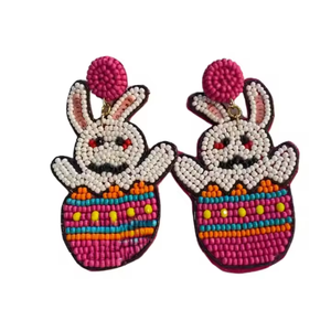 Pendientes de cuentas de zanahoria de conejito de Pascua Multicolor, joyería de estilo clásico hecha a mano para mujeres y niñas, regalo de vacaciones de primavera - Product Image 3