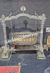 Classic Silver Decorative Peacock <b>Swing</b> for Home Garden Balcony Wedding Display Decor - Product Image 4