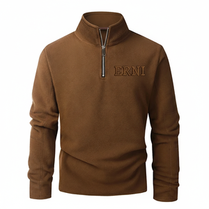 เสื้อฮู้ดผู้ชายลายสัตว์ปักลายถักนิตติ้งผ้าฟลีซหนานุ่มแบบมีซิปที่คอ เสื้อกันหนาวอุ่นๆ สำหรับฤดูหนาว เสื้อแทรคสูท - Product Image 3