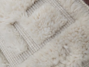 Alfombra de Lana Natural Hecha a Mano, Alfombra Moderna de Estilo Bohemio con Diseño Geométrico, Alfombra de Lana Suave y Acogedora para Sala de Estar o Dormitorio - Product Image 5