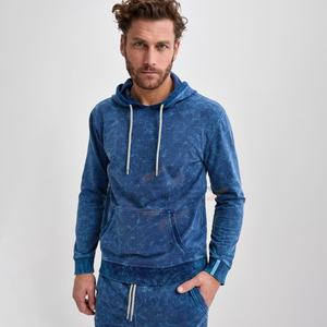 Sweats à capuche personnalisables délavés à l'acide, hiver, 2 pièces, design futuriste, lignes audacieuses, style polyester/coton polaire brodé, délavé à la pierre - Product Image 1