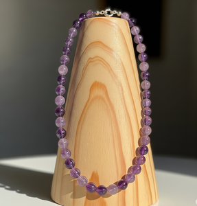 Collar de cuentas de piedra de amatista natural con diseño anudado a mano de plata 925 de alta calidad para mujer - Product Image 3