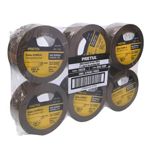 Pretul Cinnamon Packing Tape 48mm X 150m Single Sided Acrylic <b>Adhesive</b> Kraft Paper Backing <b>Waterproof</b> Carton Sealing Tape Bopp M - Product Image 4