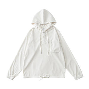 Sweat à capuche oversize en velours côtelé surdimensionné avec logo personnalisé avec 14 boutons et col et grandes poches avec cordon de serrage pour hommes - Product Image 6