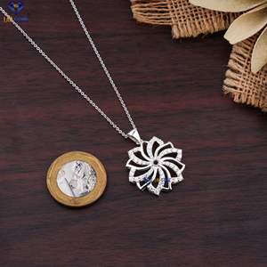 Labstone Glamorous Diamond Pendant & Earring Set 1.324TDW Corte redondo Oro blanco Color DE LA EF-VS con cadena - Product Image 4