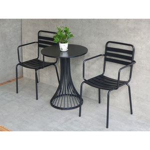 Contemporary Design Combo Set 60x60cm Round Coffee <b>Table</b> and 2 Outdoor Iron Chairs Model CBCF283 - Product Image 6