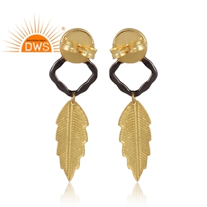 Último diseño hecho a mano 18K chapado en oro Hydro azul Calcedonia pendiente personalizado joyería fabricante - Product Image 4