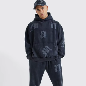 Custom <b>Applique</b> Design Acid Washed Tracksuit /Sweatsuit Two Piece Custom Jogging Suit Women's Cotton Fleece Tracksuit - Product Image 1