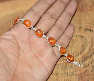 925พลอยอำพันสังเคราะห์ธรรมชาติเงินสเตอร์ลิงชุบโรเดียมทำด้วยมือเครื่องประดับที่ออกแบบได้เองสำหรับผู้หญิง - Product Image 5