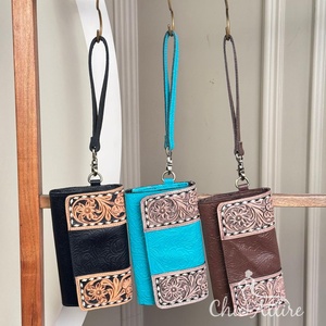 Nueva cartera de mano de cuero personalizada de alta calidad, Cartera de cuero Floral en relieve, tarjeta de crédito, uso diario, embrague para mujer - Product Image 1