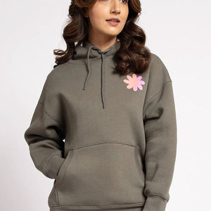 Venta al por mayor de sudaderas con capucha personalizadas para mujer sudaderas con capucha transpirables de color sólido para el invierno con la posición del logotipo frontal - Product Image 1