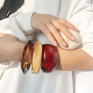 UJBOX Nuevo Brazalete Grueso de Acrílico Irregular Estilo Bohemio para Mujer, Joyería Geométrica Redonda de Resina, Brazalete Grueso al por Mayor - Product Image 6