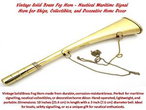 Corne de brouillard en laiton massif vintage-Corne de signal maritime nautique pour navires, objets de collection et décoration intérieure décorative - Product Image 2