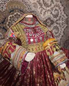 Afghani ชุดแต่งงานทำมือที่มีกระดุมลูกไม้, ชุดทำงานแบบผูกเชือกเอวธรรมชาติซักได้สำหรับคู่รักเด็กๆ - Product Image 4