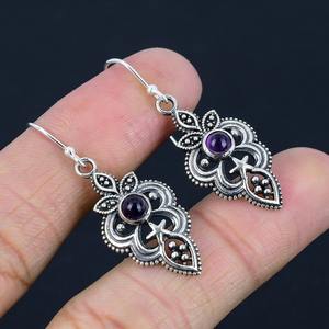 Boho Style 925 Sterling Silver Améthyste Gemstone Boucles D'oreilles Bijoux À La Main Boucles D'oreilles En Argent Bijoux Pour Femmes Cadeau De Mariage Elle - Product Image 4