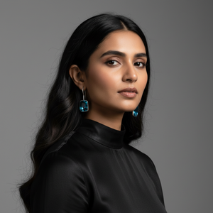 Pendientes Colgantes de Plata de Ley 925 con Baño de Oro y Diamantes Teal, Modernos, para Mujeres y Niñas, Ideales para Bodas, Fiestas, Haldi y Mehendi - Product Image 3