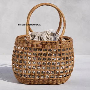 Durable Washable Rattan Storage <b>Baskets</b> Rectangle Shape <b>for</b> Fruits and <b>Gifts</b> With Side Handles Home Accents - Product Image 2