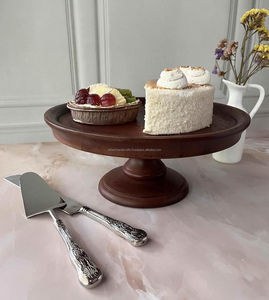 Soporte de pastel de madera de acacia redondo elegante hecho a mano herramienta de exhibición para servir postres de alta calidad para bodas o fiestas de cumpleaños - Product Image 5