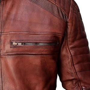 Chaqueta de Cuero Genuino para Hombre, Diseño Personalizado al por Mayor, Chaqueta de Cuero Genuino Marrón Cálido para Hombre - Product Image 4