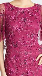 Chandni Export bordado a mano totalmente embellecido pétalo columna vestido de cóctel sin mangas diseño Lycra Material Color Borgoña - Product Image 4