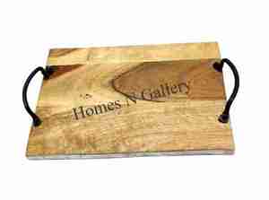 Handmade Best Selling Wooden <b>Serving</b> <b>Tray</b> With Rectangle Design & <b>Black</b> Finishing At Low Price From Indian Manufacturers - Product Image 3