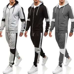 Vente en gros, logo personnalisé, sweat à capuche zippé uni surdimensionné avec broderie et pantalon de jogging ensemble survêtement 2 pièces pour homme - Product Image 6