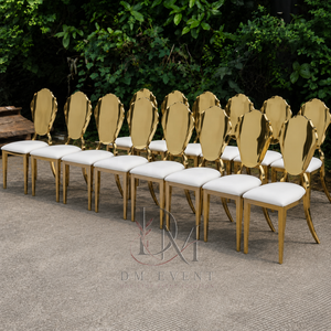 <b>Gold</b> Sculpted Mirror Back Stainless Steel Event <b>Chair</b> with White Cushion for Wedding and Hotel Banquets Wholesale Seating - Product Image 2