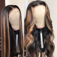 Perruques Lace Front wig péruviennes courtes, cheveux humains hd sans colle, couleur à reflets, vente en gros, semi-femmes, bon marché
