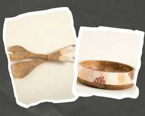 Juego de Servidores de Ensalada de Madera de Acacia Único, Utensilios de Cocina para Hotel y Restaurante, Cucharas Pequeñas de Madera Maciza, Juego de Cucharas para Mezclar, Cuchara para Servir de Madera - Product Image 1