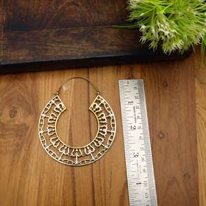 Pendientes de aro bohemios circulares de latón dorado y plateado, estilo vintage, el mejor regalo unisex - Product Image 4