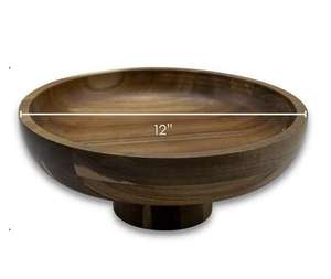 Bol sur pied en bois de haute qualité, fait à la main, écologique, de style vintage, personnalisable, centre de table de style campagnard pour la maison - Product Image 1