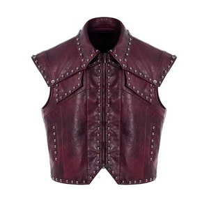 เสื้อกั๊กแฟชั่นฮิปฮอปสำหรับผู้ชายเสื้อกั๊กหนังแท้สำหรับผู้ชายแบบสตรีทแวร์ - Product Image 1