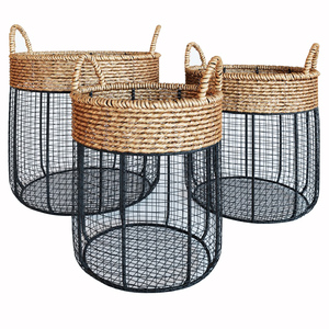 Set Of 3 Black Powder Coated Finishing Hot Selling New Design <b>Hamper</b> Laundry Baskets With Handles Laundry Basket For Home Hotel - Product Image 1