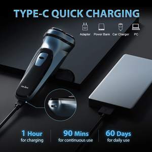 Rasoir électrique rechargeable pour hommes, rasoir rotatif avec tondeuse escamotable, machine à raser lavable USB, étanche IPX7 - Product Image 4