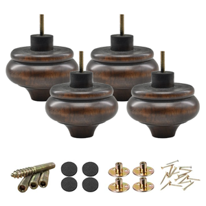 <b>Vintage</b> Turned Solid Wood Heavy Duty Premium Quality Traditional Furniture Leg Dark Walnut for <b>Sofa</b> <b>Bed</b> Cabinet OEM Custom - Product Image 5