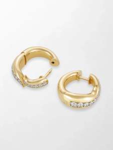 Boucles d'oreilles Vivid Round Diamond Radiant Line Flick 0,79 Ct G-H VS Diamant de laboratoire en or jaune 18 carats Style Radiant Line Statement - Product Image 2