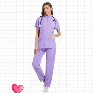Femmes multicolore à manches courtes col en v hauts pantalons infirmière uniforme costume avec accessoires pour le travail médical pour animaux de compagnie pour les vêtements de travail hospitaliers - Product Image 6